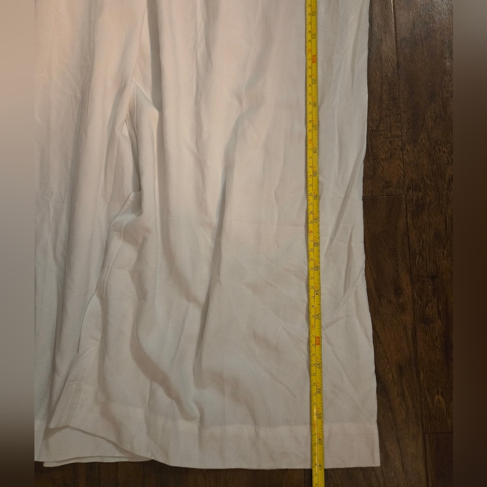 Calia NWT Linen Blend Pleated Wide Leg Beach Coverup Medium White Pants - Picture 8 of 9